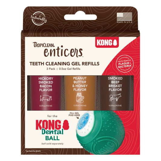 TropiClean Enticers Teeth Cleaning Gel Refills for KONG Dental Ball Variety 1ea/3 pk