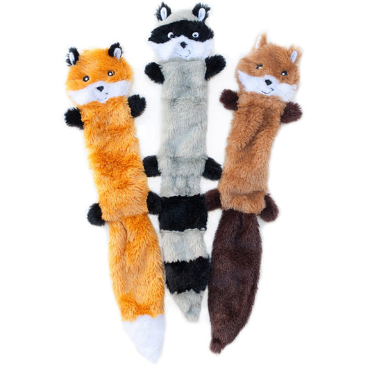 ZippyPaws Skinny Peltz Dog Toy Fox, Raccoon, Squirrel 1ea/LG, 3 pk